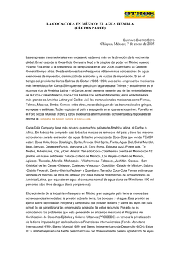 La Coca-Cola En México: El Agua Tiembla (Décima Parte)