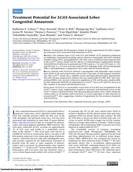 Treatment Potential for LCA5-Associated Leber Congenital Amaurosis