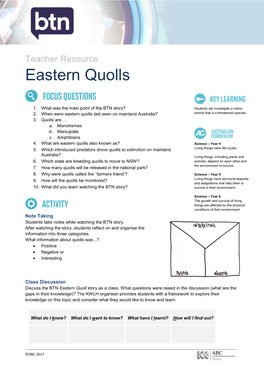 Relocating Eastern Quolls