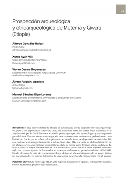 Prospección Arqueológica Y Etnoarqueológica De Metema Y Qwara (Etiopía) 95 Prospección Arqueológica Y Etnoarqueológica De Metema Y Qwara (Etiopía)