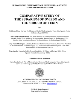 Comparitive Study of the Sudarium of Oviedo and the Shroud of Turin