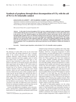 Synthesis of Graphene Through Direct Decomposition of CO2 with the Aid of Ni–Ce–Fe Trimetallic Catalyst