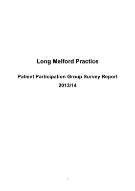 Patient Participation Group Survey Report 2013/14