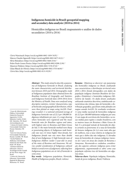 (2010 to 2014) Homicídios Indígenas No Brasil