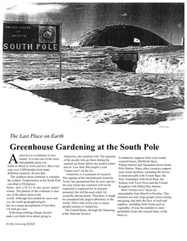 This Article Greenhouse Gardening at the South Pole