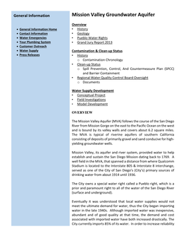 Mission Valley Groundwater Aquifer