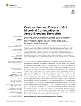 Composition and Drivers of Gut Microbial Communities in Arctic-Breeding Shorebirds