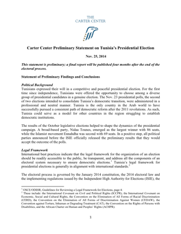 Carter Center Preliminary Statement on Tunisia's Presidential Election