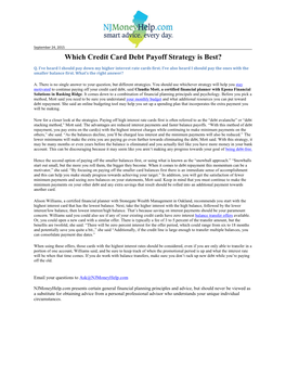 Credit Card Debt Payoff Strategies