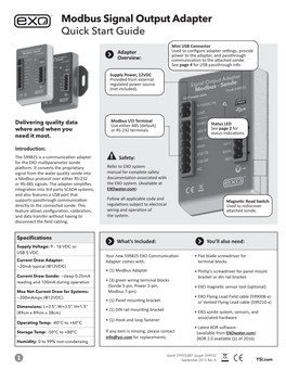 Modbus Signal Output Adapter Quick Start Guide