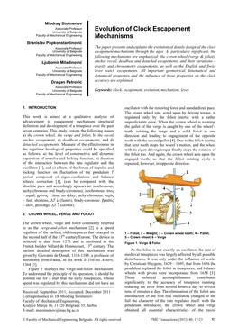 Evolution of Clock Escapement Mechanisms