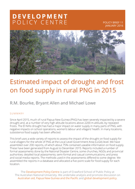 Estimated Impact of Drought and Frost on Food Supply in Rural PNG in 2015