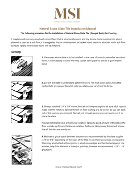 Natural Stone Slate Tile Installation Manual Setting