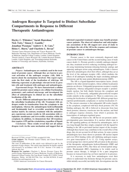 Androgen Receptor Is Targeted to Distinct Subcellular Compartments in Response to Different Therapeutic Antiandrogens