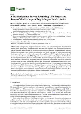 A Transcriptome Survey Spanning Life Stages and Sexes of the Harlequin Bug, Murgantia Histrionica