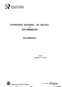 Inventario Nacional De Balsas Y Escombreras Salamanca