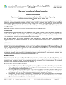 Machine Learning V/S Deep Learning