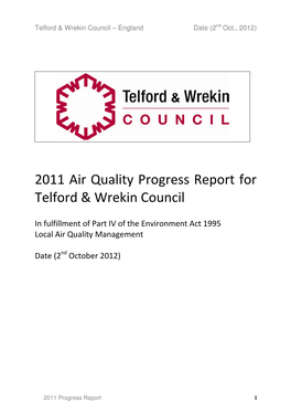 2011 Air Quality Progress Report for Telford & Wrekin Council