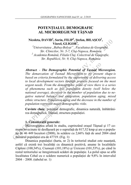 GEOGRAPHIA NAPOCENSIS AN. IV, Nr. 2 / 2010 Geographianapocensis