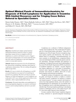 Optimal Minimal Panels of Immunohistochemistry for Diagnosis of B-Cell Lymphoma for Application in Countries with Limited Resources and for Triaging Cases Before