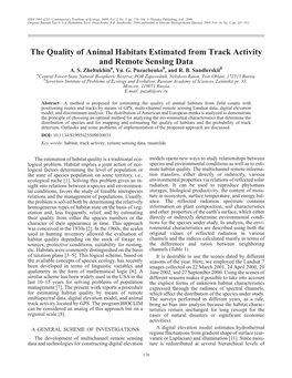 The Quality of Animal Habitats Estimated from Track Activity and Remote Sensing Data a B B A