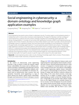 Social Engineering in Cybersecurity: a Domain Ontology and Knowledge Graph Application Examples Zuoguang Wang1,2* , Hongsong Zhu1,2* ,Peipeiliu1,2 and Limin Sun1,2