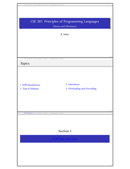 CSE 307: Principles of Programming Languages Classes and Inheritance