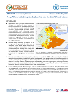 FEWS NETS Ethiopia Food Security Outlook
