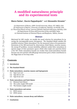 A Modified Naturalness Principle and Its Experimental Tests