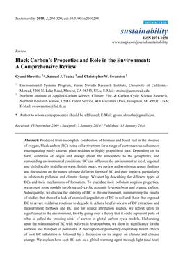 Black Carbon's Properties and Role in the Environment