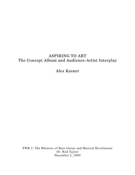 ASPIRING to ART the Concept Album and Audience-Artist Interplay