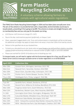 Farm Plastic Recycling Scheme 2021