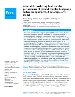 Accurately Predicting Heat Transfer Performance of Ground-Coupled Heat Pump System Using Improved Autoregressive Model