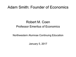 Adam Smith: Founder of Economics