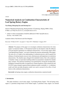 Numerical Analysis on Combustion Characteristic of Leaf Spring Rotary Engine