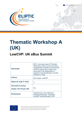 Thematic Workshop a (UK) Lowcvp: UK Ebus Summit