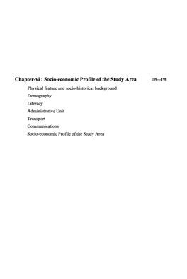 Chapter-Vi : Socio-Economic Profile of the Study Area