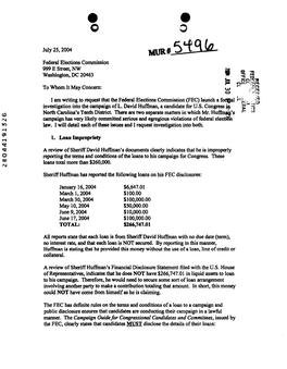 July 25, 2004 MUR# Federal Elections Commission 999 E Street, NW G 0 Washington, DC 20463 » 3