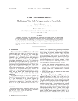 NOTES and CORRESPONDENCE the Steadman Wind Chill