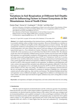 Variations in Soil Respiration at Different Soil Depths and Its Influencing Factors in Forest Ecosystems in the Mountainous Area