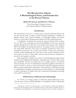 The Resurrection of Jesus: a Methodological Survey and Introduction to the Present Volume