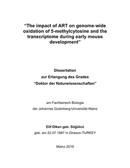 “The Impact of ART on Genome‐Wide Oxidation of 5‐Methylcytosine and the Transcriptome During Early Mouse Development”