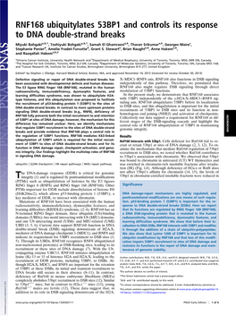 RNF168 Ubiquitylates 53BP1 and Controls Its Response to DNA Double-Strand Breaks