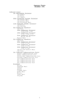 Japanese Fleet, December 1941