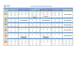 UNHAS DRC Weekly Flight Schedule