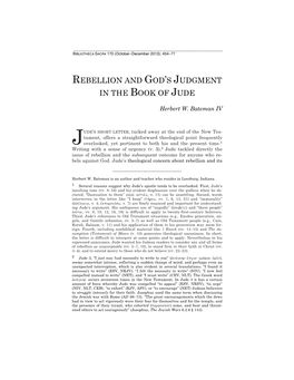 Rebellion and God's Judgment in the Book of Jude