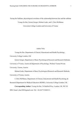 Facing the Sublime: Physiological Correlates of the Relationship Between Fear and the Sublime