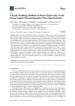 A Facile Profiling Method of Short Chain Fatty Acids Using Liquid