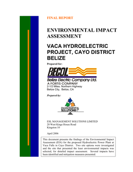 Environmental Impact Assessment Vaca