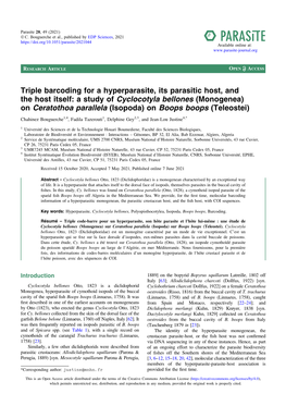 Triple Barcoding for a Hyperparasite, Its Parasitic Host, and the Host Itself